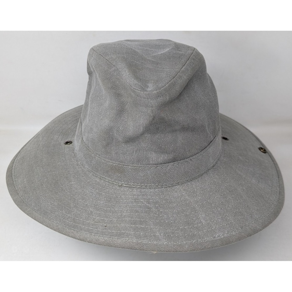 Dorfman Pacific Gray Canvas Outback Hat Men's Size Large Outdoor Wide Brim VTG